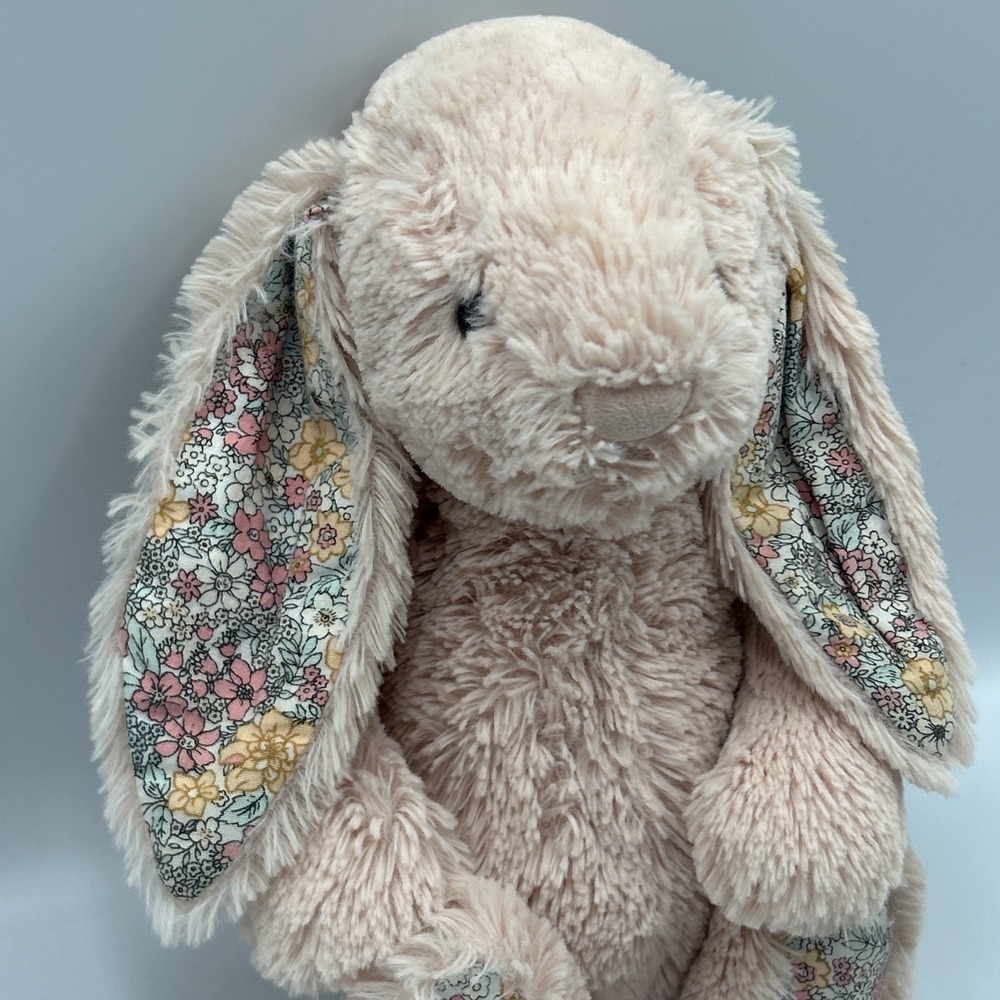 JellyCat Medium Tessa Blossom Bunny London‎ Light Pink Plush RARE RETIRED VHTF